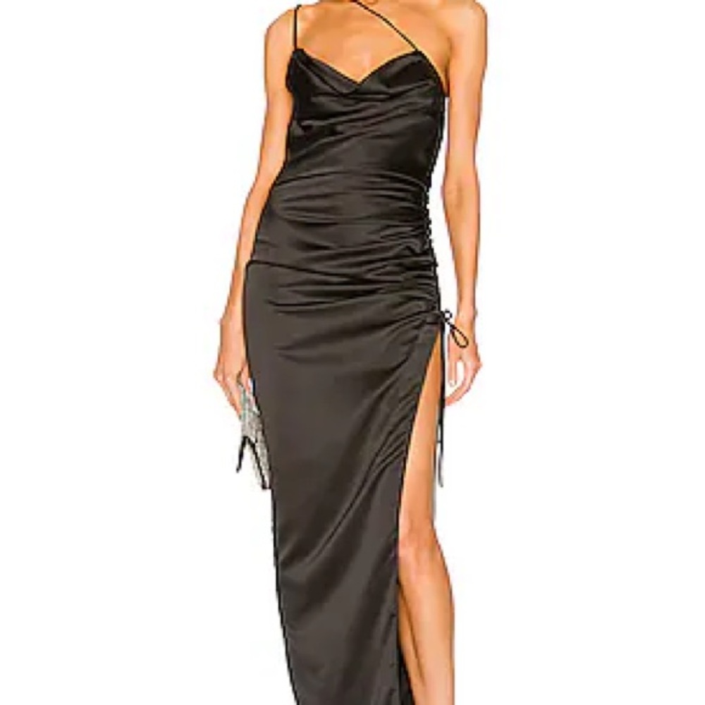 $238 NWT Black Lovers + Friends “Maegan” Ruched Maxi Gown Sz Medium
